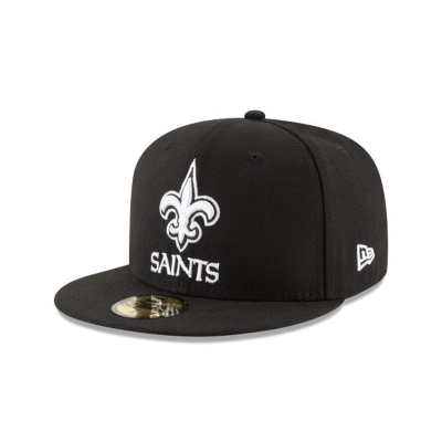 Black New Orleans Saints Hat - New Era NFL 59FIFTY Fitted Caps USA5348607